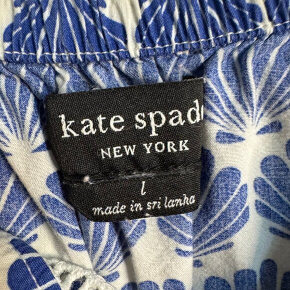Kate Spade Blue Shell Print Sleeveless Cotton Tank Top Women’s Size L - Picture 4 of 6
